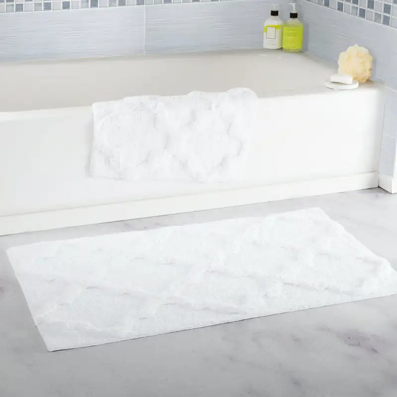 

Cotton 2 Piece Trellis Bath Mat Set Bath rug Bathroom carpet Rug for bathroom Bathroom stuff Bathroom matt Barh tub mat Bath mat