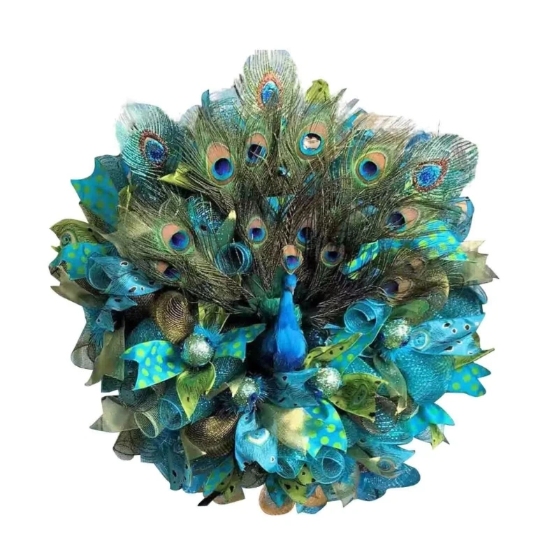 

45cm Peacocks Wreath Home Decorations Easter Party Festival Props Layout Wreath