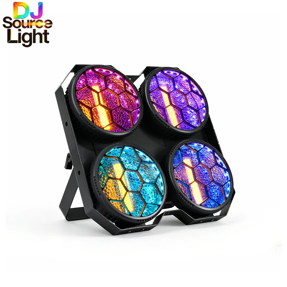 Фото Светодиодный прожектор 4x50W COB с 4 линзами, холодным и теплым белым светом, RGB-подсветкой, ретро-дизайн, для дискотек, клубов, свадеб, вечеринок, сценического освещения. №4