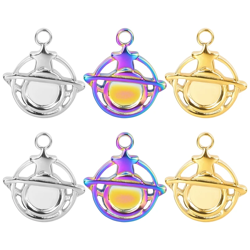 

9pcs Stainless Steel Creative Star Charms Pendants for Jewelry Making Planet Rotation Design Charm DIY Necklace Accessories Gift