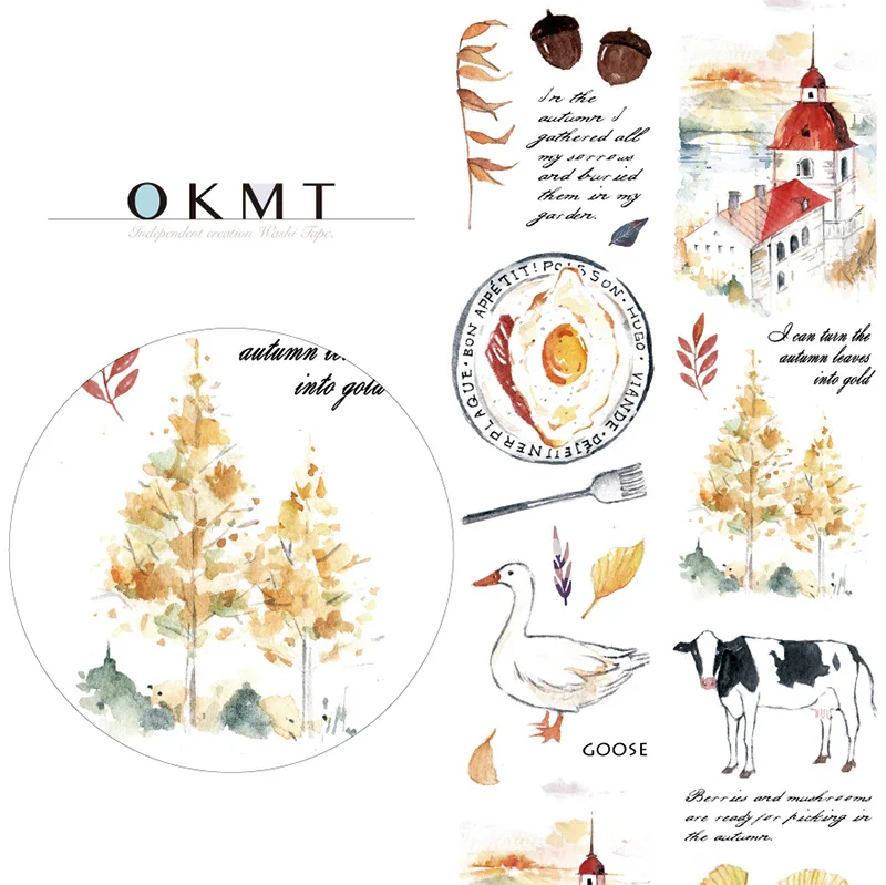 

New Paper Washi Tape Club Student Collage Journal Autumn Cherry Decorative Sticker