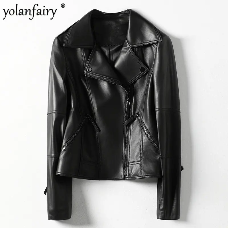 Genuine Leather Jacket Women’s Clothing Real SheepSkin Leather Jackets and Coats for Women Slim Autumn Motocycle Clothes 2022 FC