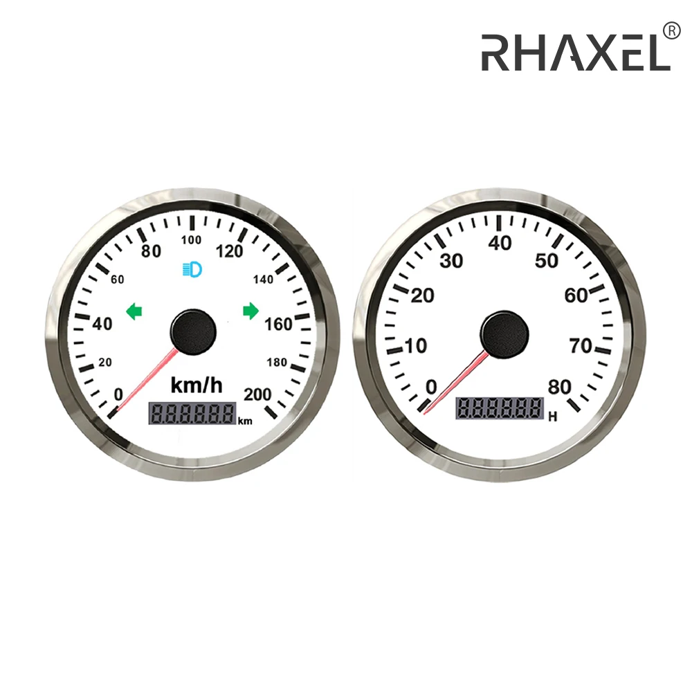 

Тахометр RHAXEL, 2 комплекта, 85 мм миль/ч спидометр, GPS 125 200, 8000 об/мин, 12000 об/мин, 12 В, 24 В, с подсветкой, для гоночных яхт