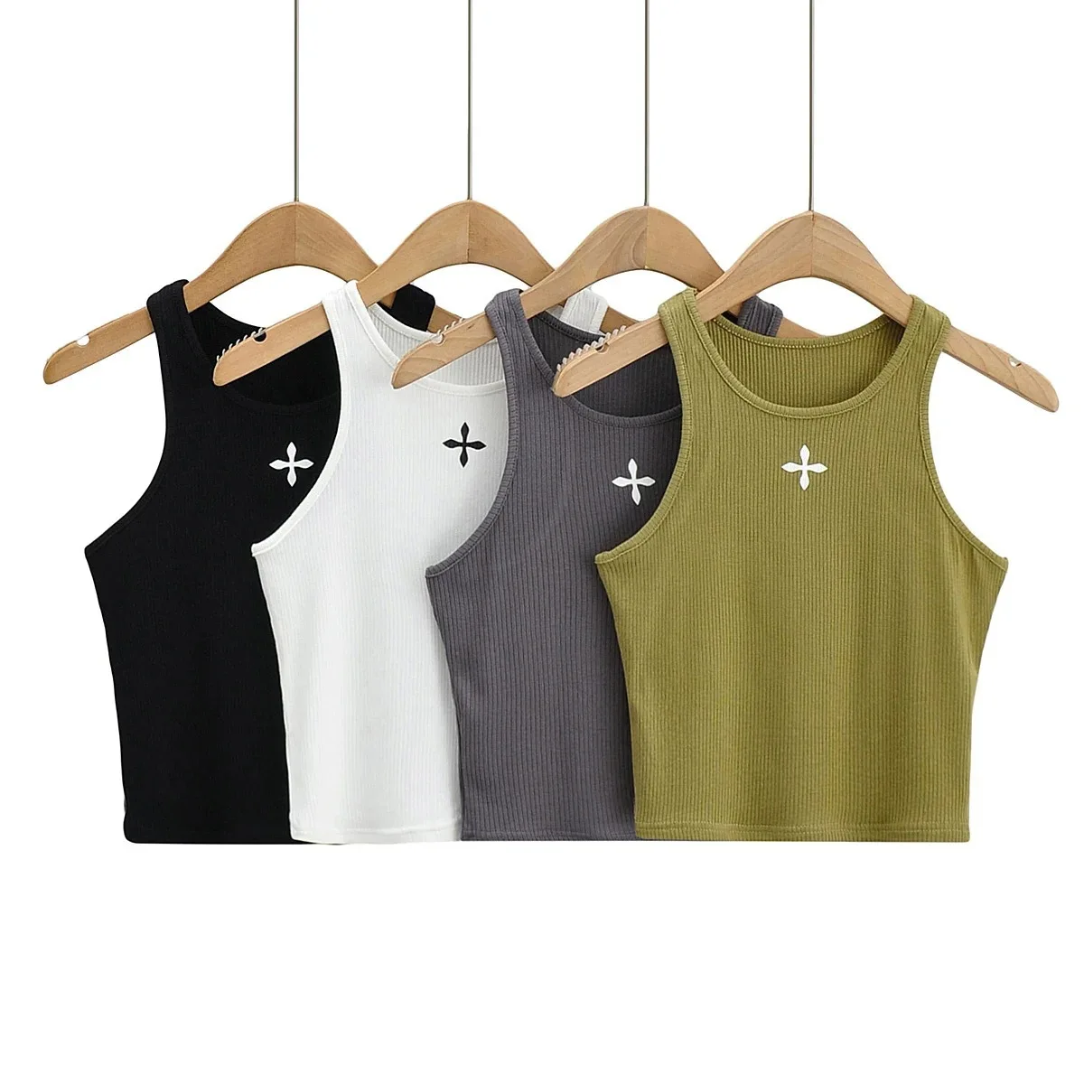 

Топ женский летний облегающий, майка с перекрестной нитью, Белый Черный Армейский зеленый серый