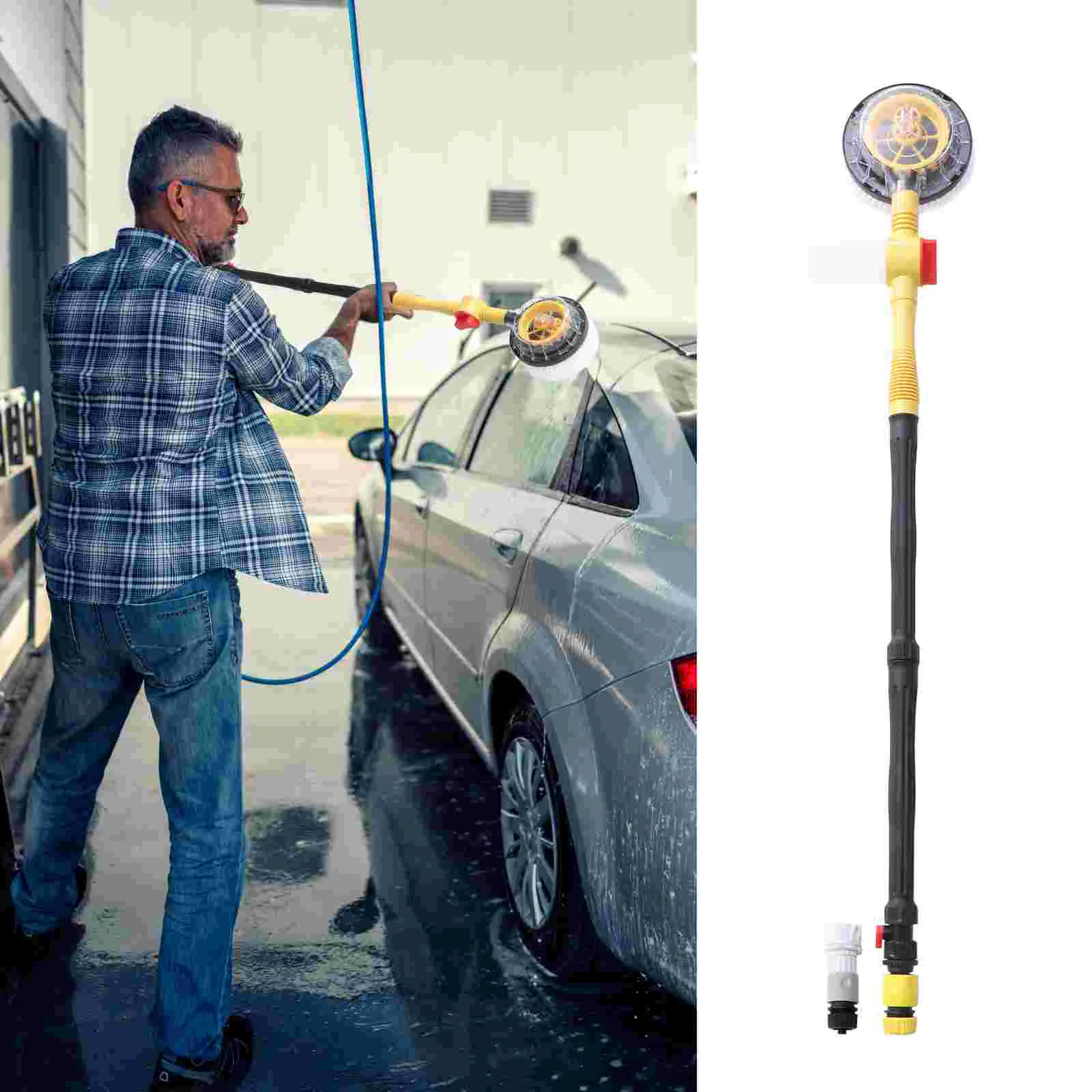 

120cm Automatic Rotary Car-washing Brush Household Portable Long Handle Retractable Car-cleaning Brush (Yellow)