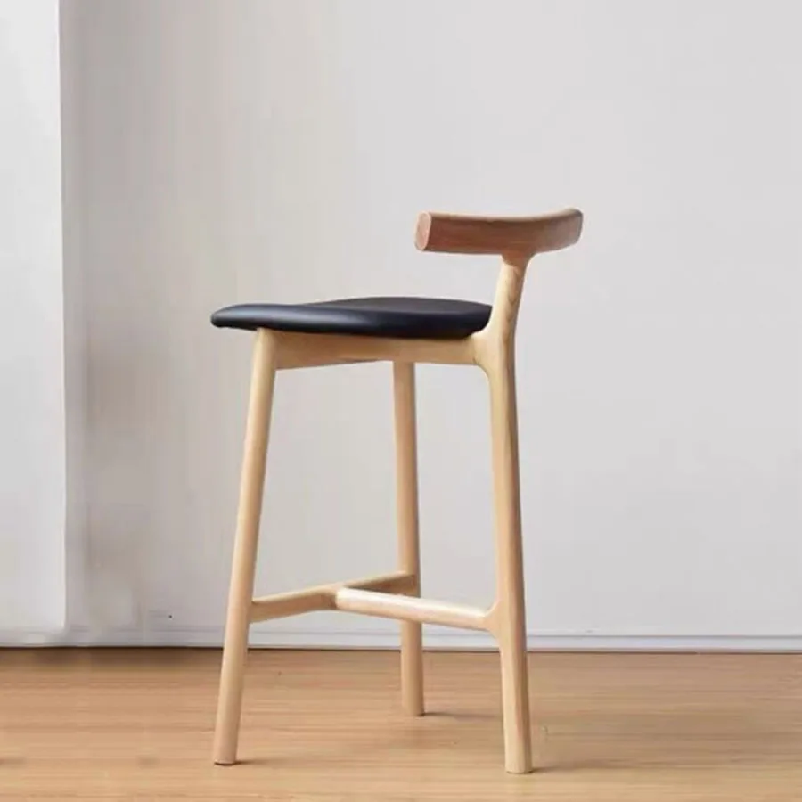 

Kitchen Bar Chairs Short Back Waterproof Asian Style Balcony Living Room Barber Stool Backrest Sgabello Restaurant Furniture