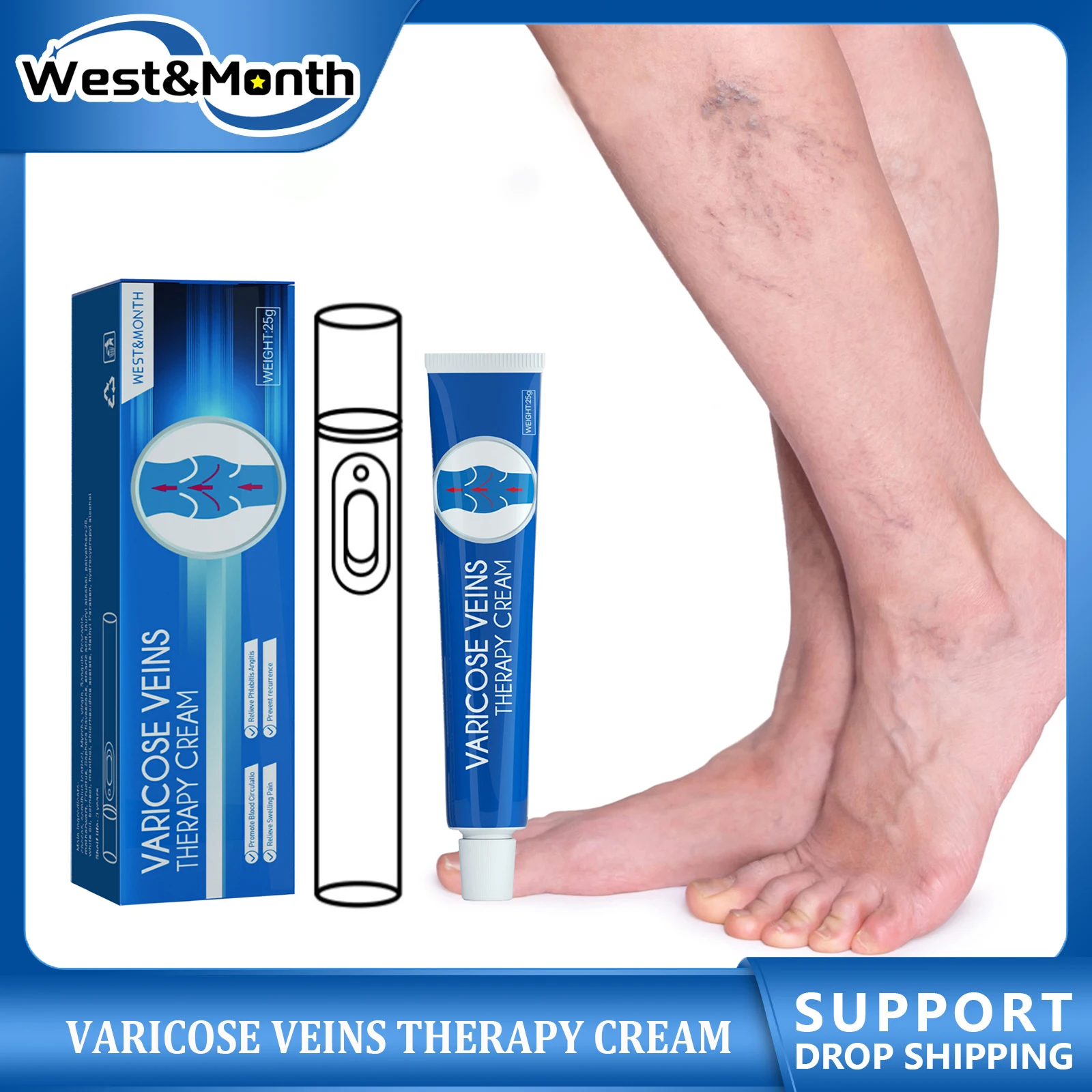 

Intravenous Massage Cream Varicose Repair Ointment Relieve Pain Earthworm Spider Leg Vein Cream Anti-thrombosis Muscle Massage