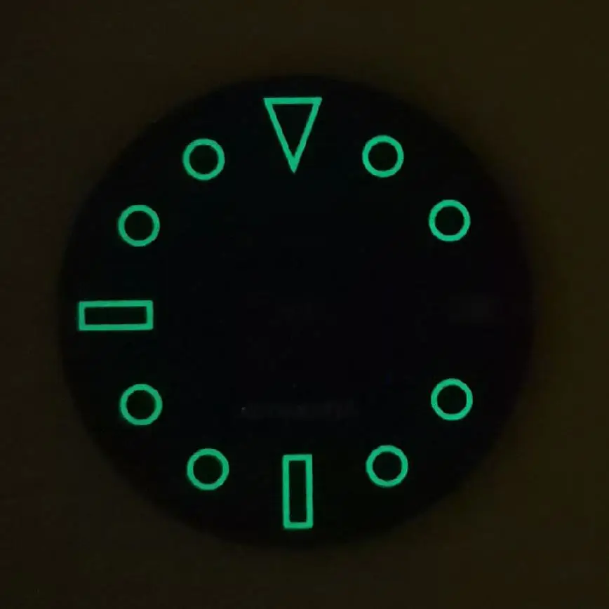 New watch accessory 28.5mm watch dial black face green luminous dial for NH35 automatic movement