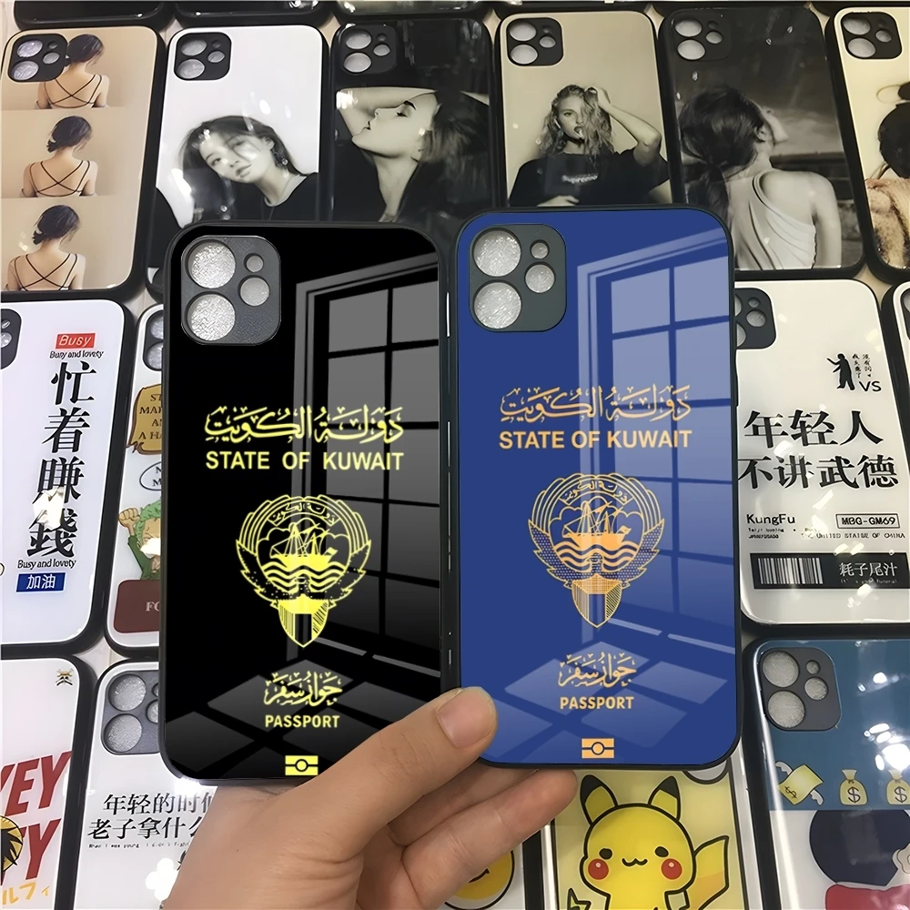 Чехол для телефона с флагом Паспорта Кувейт IPhone 16 15 14 Pro 11 13 12 Mini XS XR Max 6 8 7 Plus SE Glass