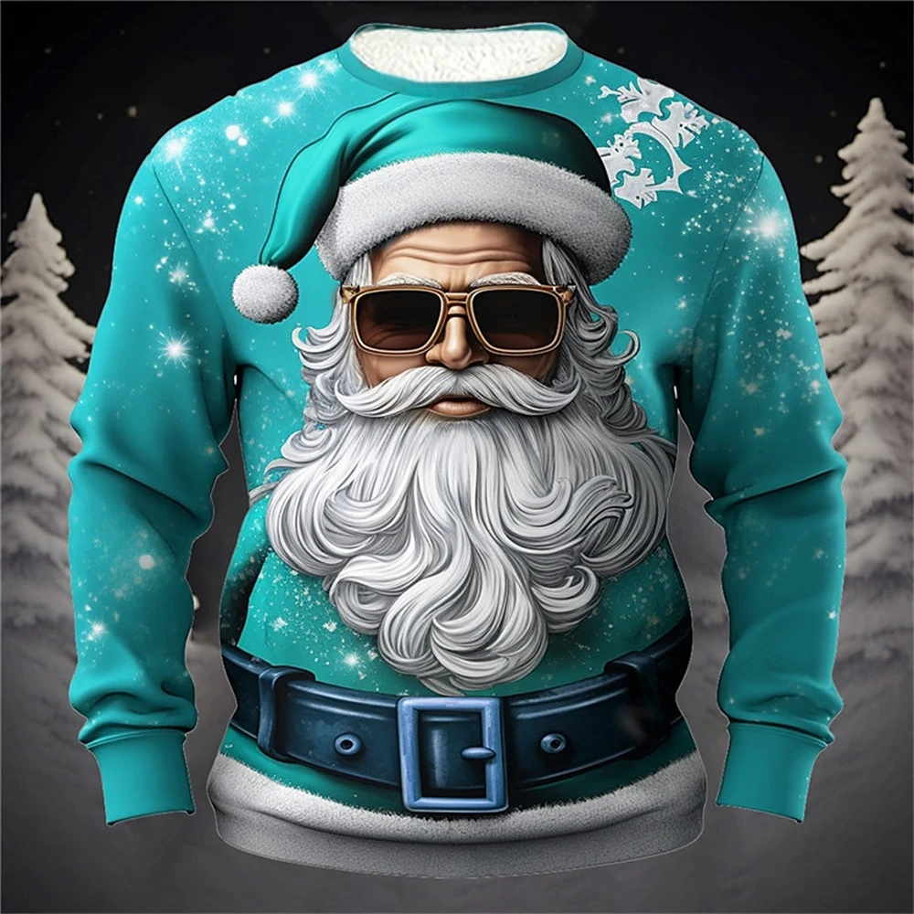 

Santa Claus Merry Christmas Daily Casual Men's 3D Print Sweatshirt Christmas Sports Outdoor Sweatshirts Crew Neck Print