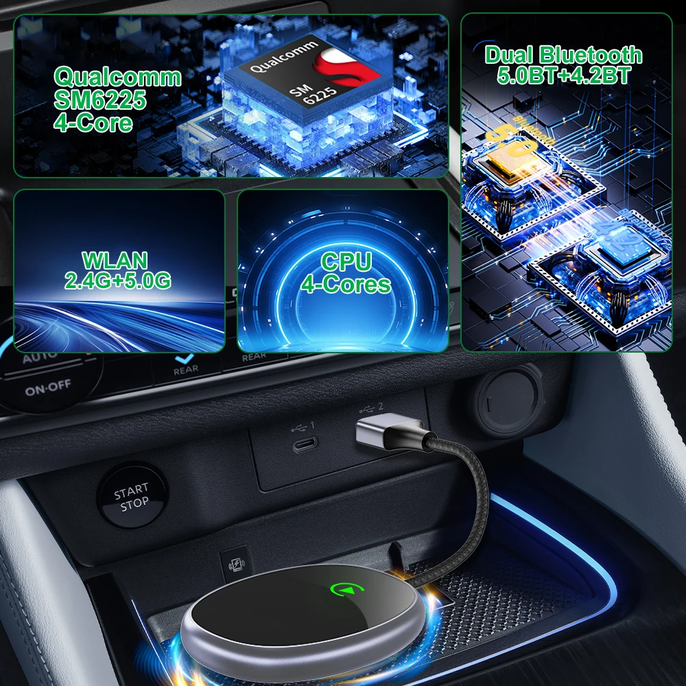 Беспроводной кабель Carplay с ИИ-коробкой беспроводной адаптер Carpay подключи и