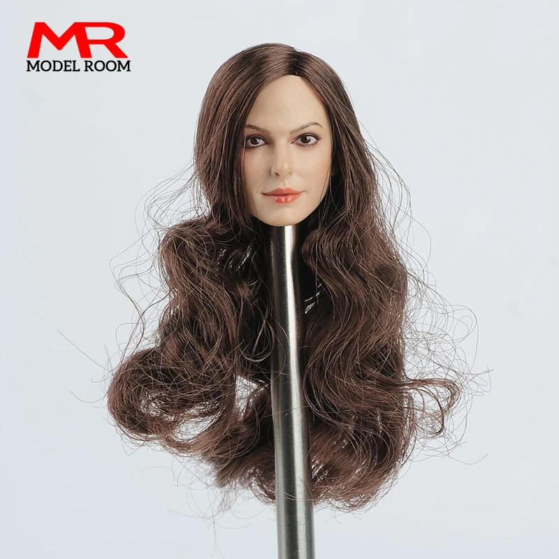 

GACTOYS 1/6 голова Анджелины Джоли Лепка коричневые длинные кудрявые волосы резьба модель подходит для 12 дюймов экшн-фигурки Куклы