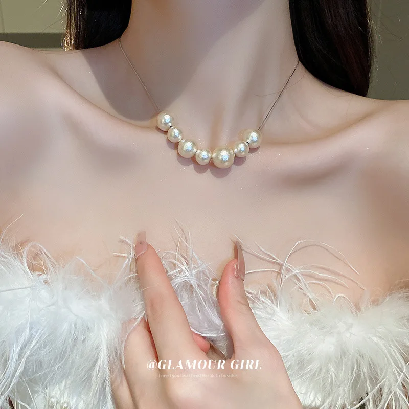 

Korean Pearl Necklace French Light Luxury High Sense Collarbone Chain Sweater Chain Fashion Temperament Choker Collars