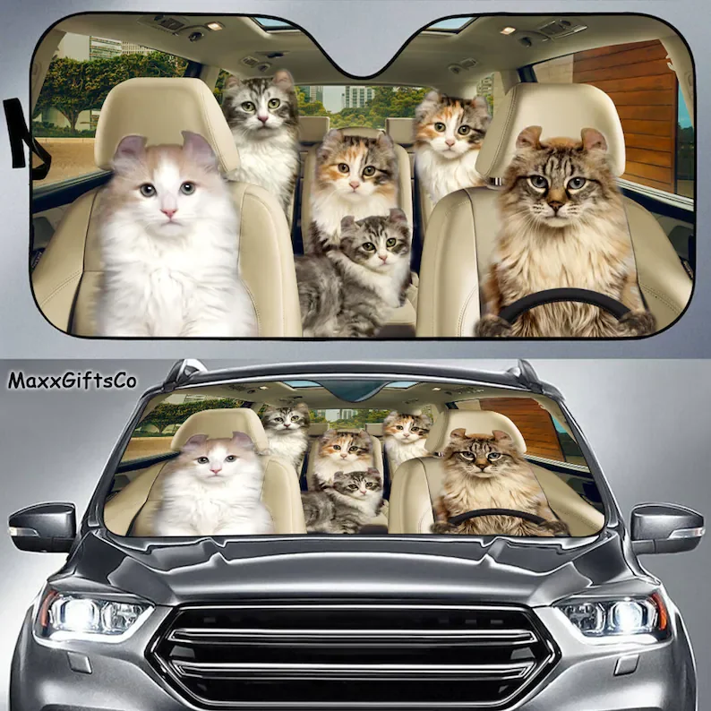 

Американский автомобильный солнцезащитный козырек, кошачье ветровое стекло, кошачий семейный солнцезащитный козырек, автомобильные аксессуары для кошек, украшение автомобиля, подарок для папы, мамы