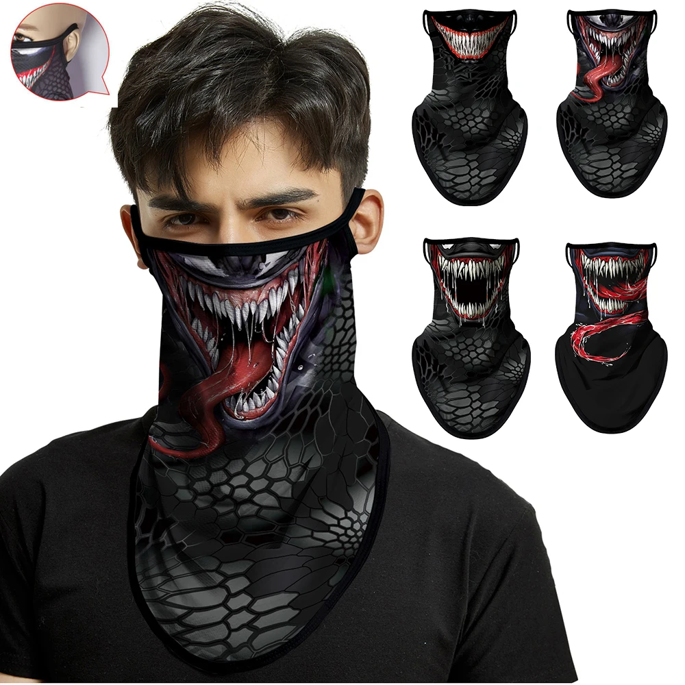

Полумаска Venom, защитный спортивный шарф, повязка на голову, шея, гетры, рыбалка, кемпинг, треугольная бандана, Ушная петля, чехол для лица для ...