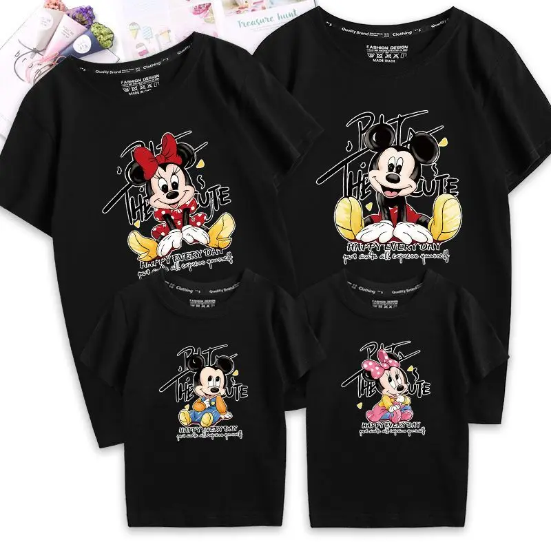 

Family Matching Outfits Clothes Tshirt Mickey Printed T Shirt Family Look Mother Son Dad Daughter New in Matching Sets Plus Size