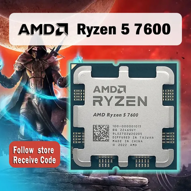 AMD Ryzen 5 7600 R5 7600 3.8 GHz 6-core 12-thread CPU processor 5NM L3=32M 100-00001015 slot AM5, not boxed, without fan. 1