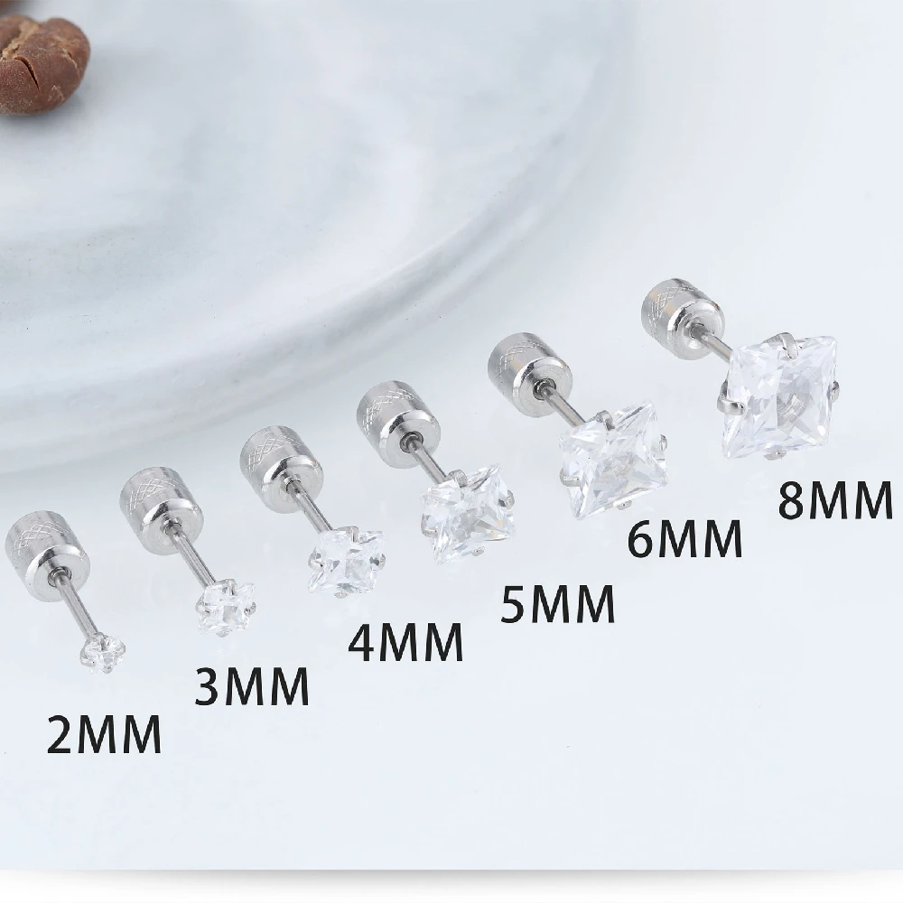 

Серьги-гвоздики из стали с винтовой застежкой, 0,8 х6 мм