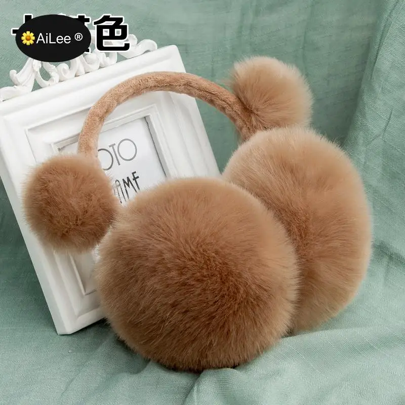 

Winter Warm Plush Ear Earmuffs Korean Kawaii Girls Faux Rabbit Fur Ear Muffs Cover Outdoor Skiing Thick Earmuff Earlap Headband