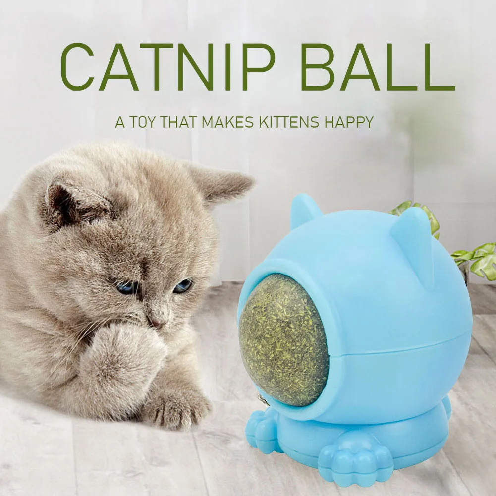 

Catnip Ball Cat Toy Rotatable Catnip Wall Sticker Toy Kitten Snack Natural Licking Mint Healthy Teeth Cleaning Supplies Pet Toy
