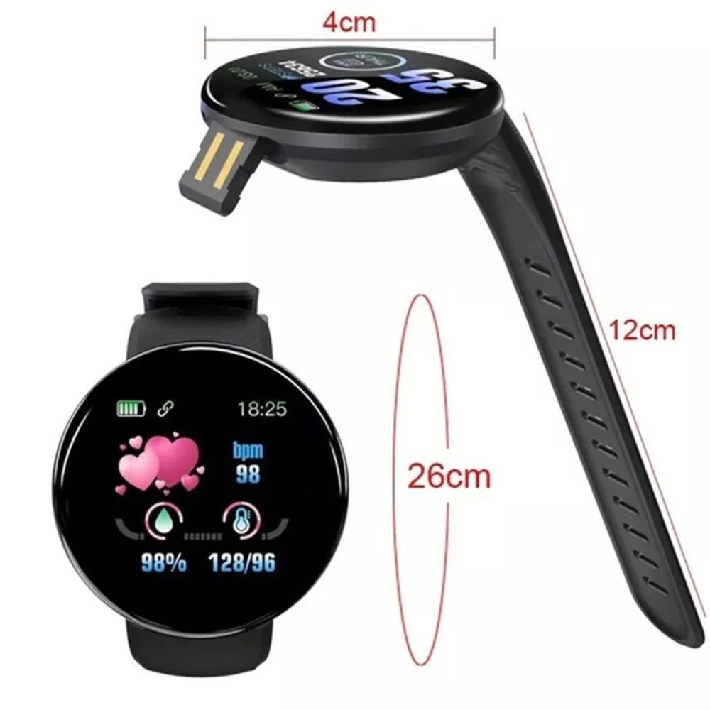 

Smart Watch Original Waterproof Smart Watch Blood Pressure Tracker Smartwatch D18 Color Screen Heart Rate Montor Fitness Tracker