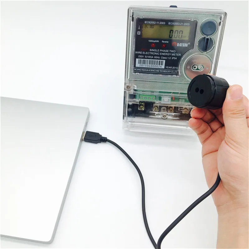 Black Cable USB 2.0 For IEC Smart Meter Data Reading And Analyze Infrared Optical Probe