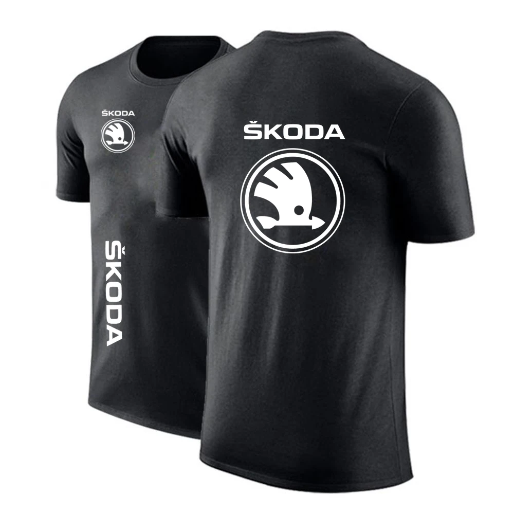 2022 мужские летние однотонные футболки с логотипом Skoda Car на заказ хлопковые