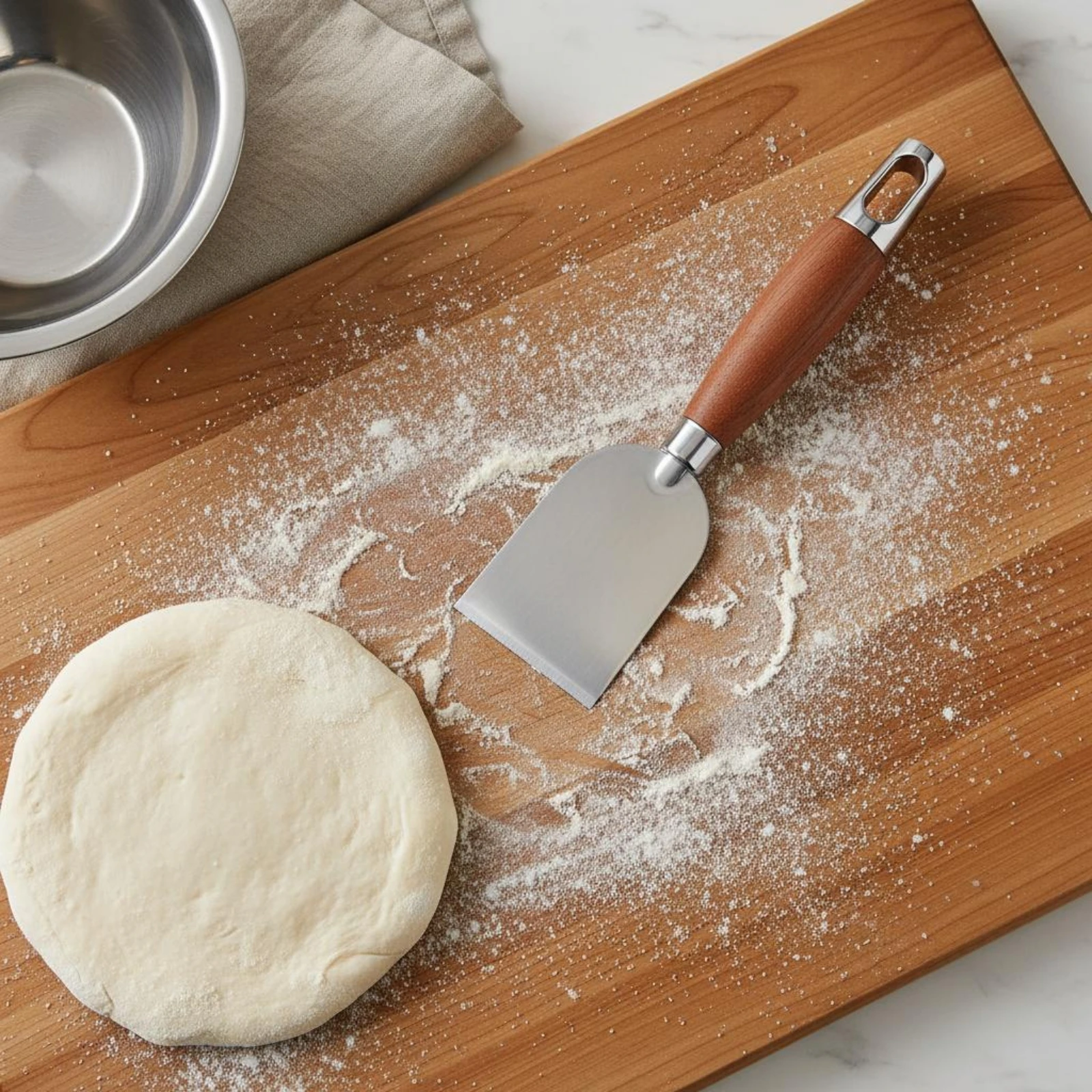 Фото Набор из 4 предметов для пиццы и выпечки: лопатки с деревянными ручками, легко моющиеся, колесо-резак для пиццы, прочная лопатка для гриля №3