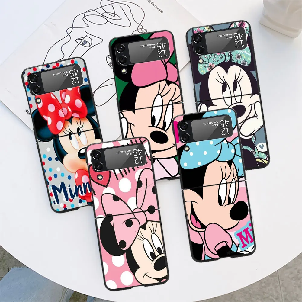 

Minnie Mouse Funda for Samsung Galaxy Z Flip 3 4 5G Case Flip4 Flip3 Black Hard PC Shell Zflip3 Zflip4 Protective Phone Cover