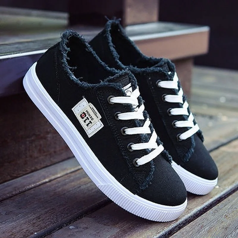 Кеды женские из денима холщовые сникерсы на шнуровке повседневная обувь для