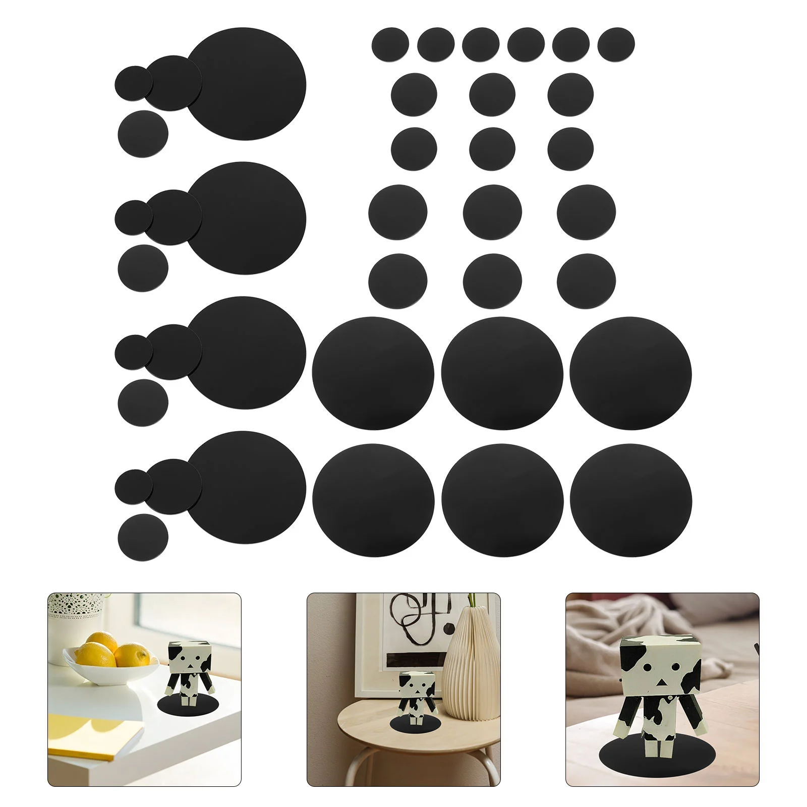 

Mini Base Round Acrylic DIY Material Miniature Bases Dolls Figures Black Baby