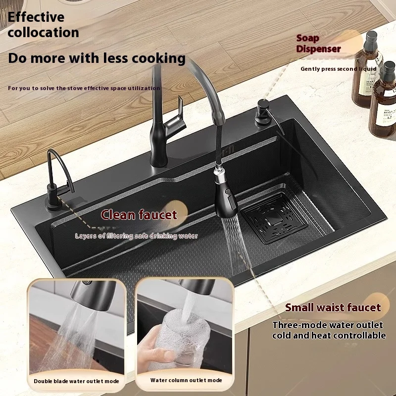 Кухонная мойка из нержавеющей стали с тиснением большие бытовые раковины одним