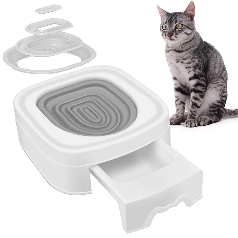 

Пластиковый Туалет, унитаз для тренировок кошек, для кошек, обучение многоразовой тренировке, кошачий наполнитель, туалет для кошек с