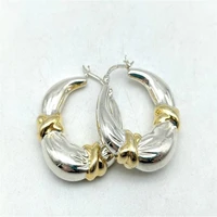 new earrings european and american retro gold temperament personality earrings two color metal large earrings for women