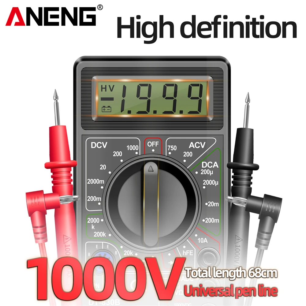 Фото Мультиметр ANENG Pro Kit DT830B+BT167 с тестером батарей, 1999 показаний, тест HFE/диодов, проверка батарей AA/AAA/9V, инструменты для дома и DIY №5