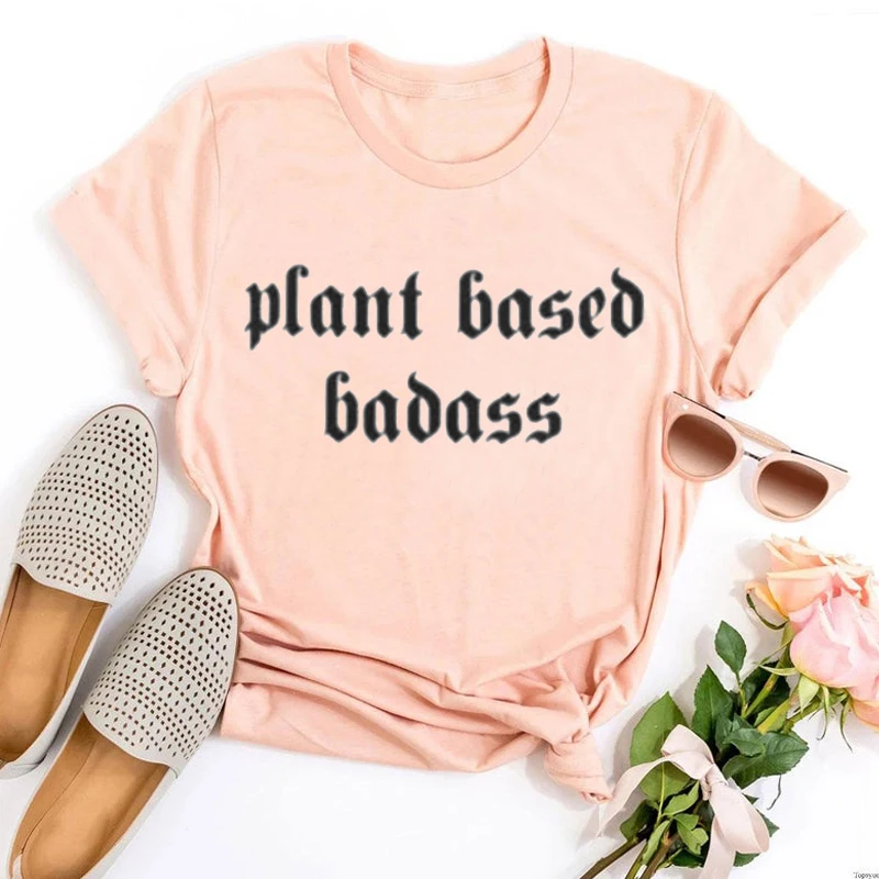 

Vegan Woman Tshirts Plant Based Graphic Tee Eat Plants Be Kind Clothes Summer Ladies Tops Women Sexy Tees Harajuku Shirt M