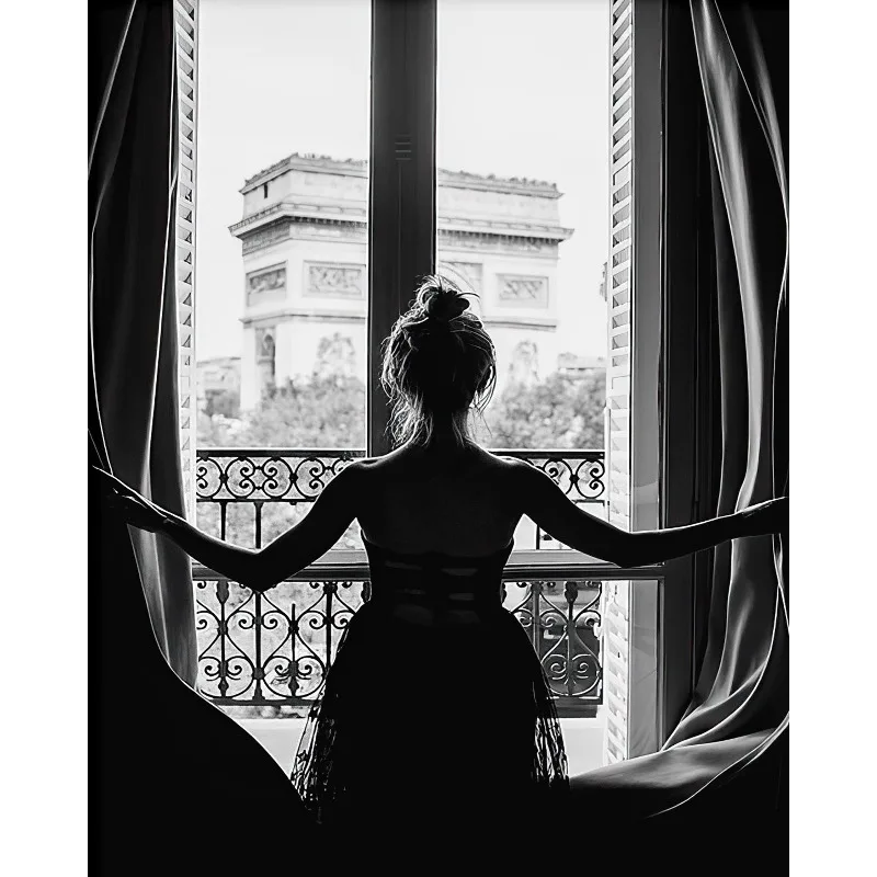 

Черно-белый постер с женщиной и вином, холст, h323