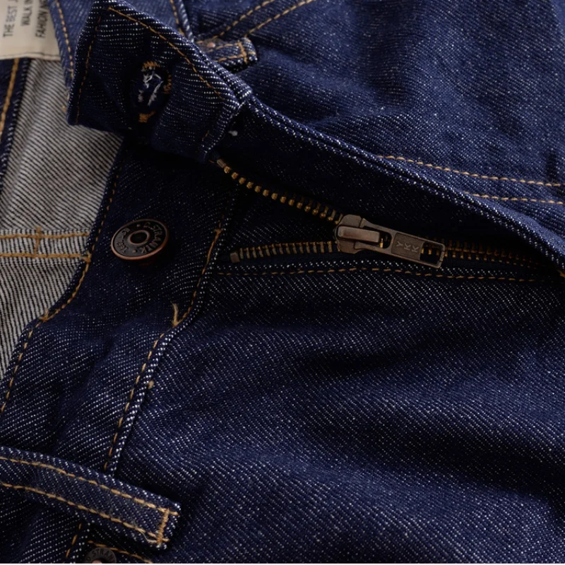 Мужские прямые темно-синие джинсы