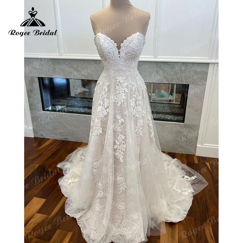 

Roycebridal Lace Boho A Line Wedding Dress Sweetheart Appliques 2023 Princess Wedding Gowns for Women Robe de mariee Elegant