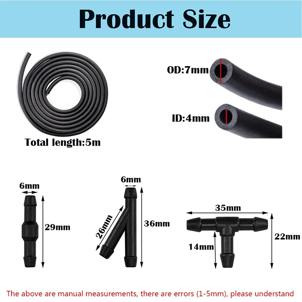 

300CM Windshield Wiper Tube T/Y/I Type Splitter Windshield Washer Hose Connector Brand New Auto Parts High Quality And Durable