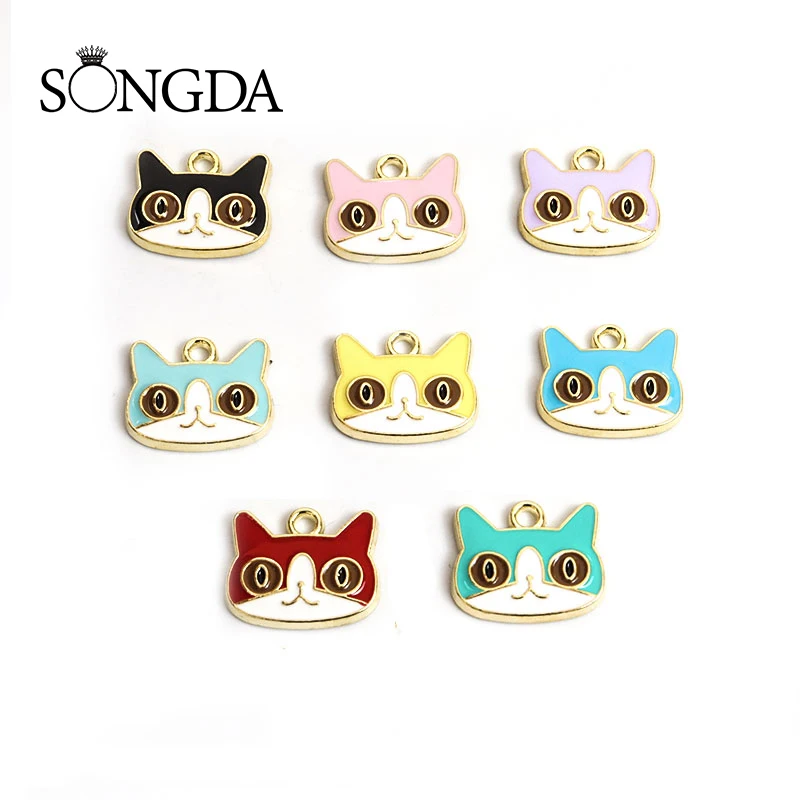 

10pcs Cat Enamel Charms Cartoon Animal Pendant Handmade Findings Accessories Keychain Earring Necklace DIY Jewelry Making Charm