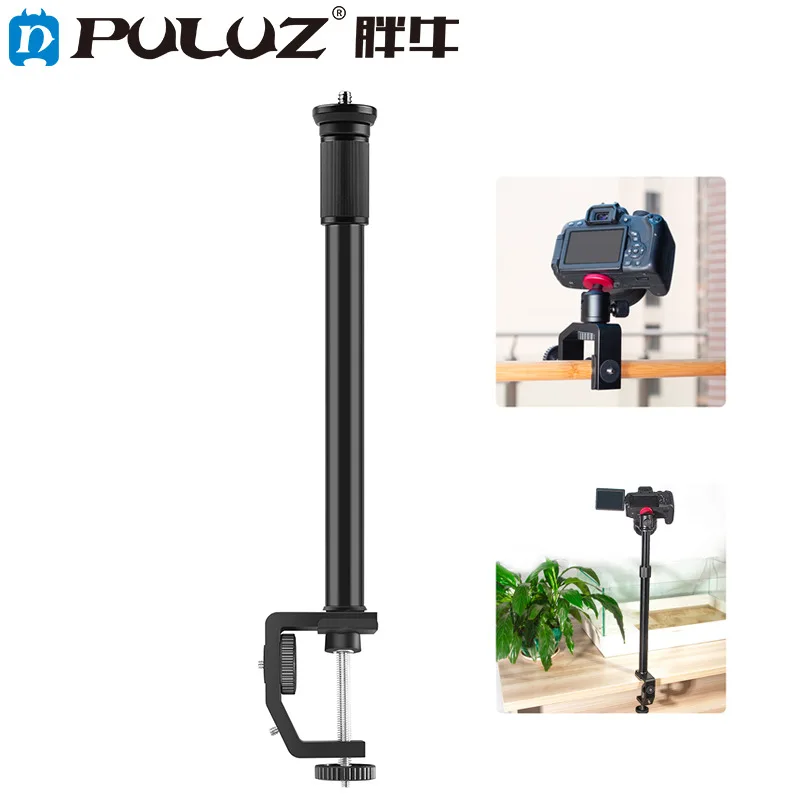 

PULUZ Camera Clamp Mount Camera Extension Monopod Height Adjustable Aluminum Alloy Monopod Rod With Ball Head