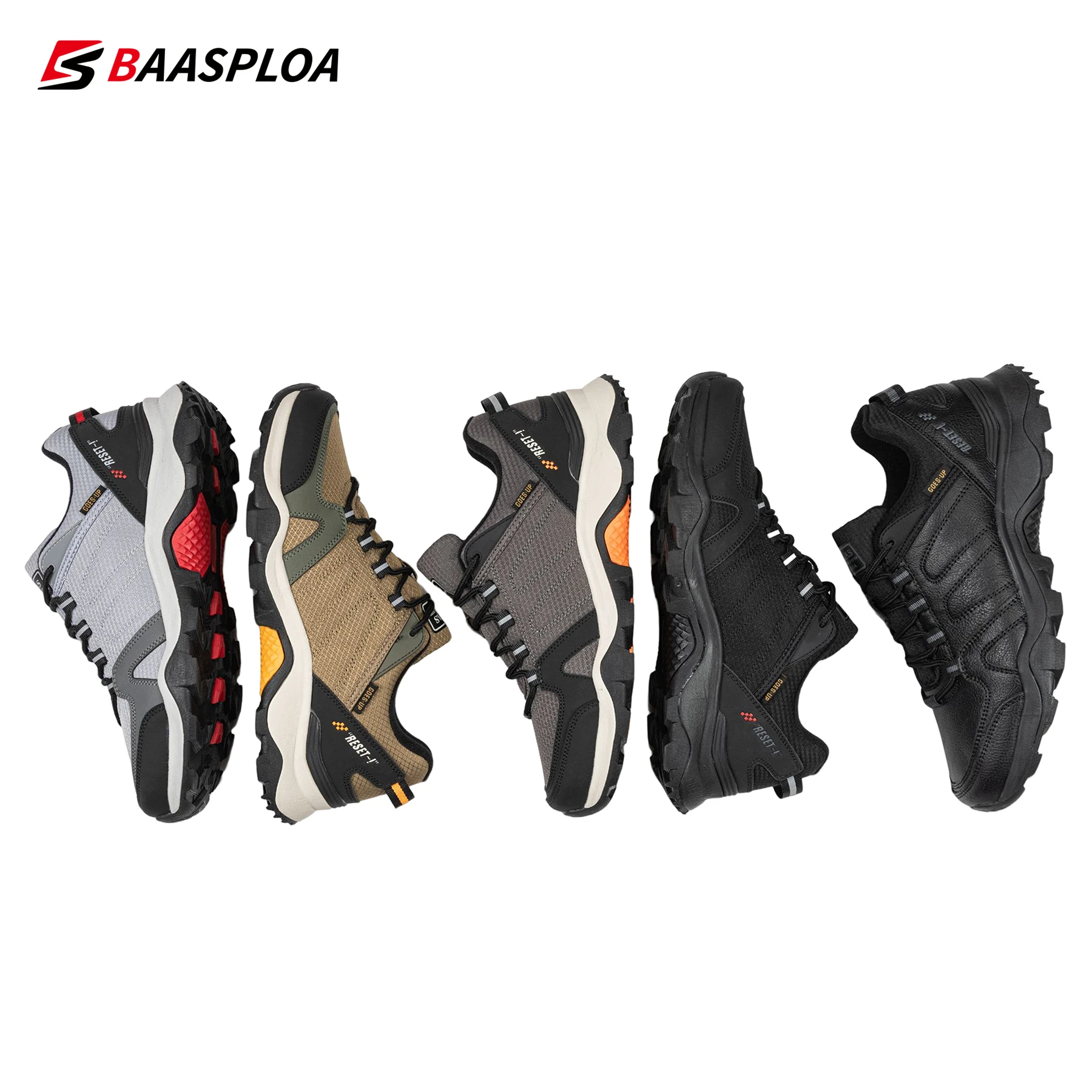 Baasploa 2022 New Men's Hiking Shoes Non-slip Outdoor Travel Shoes Fashion Leather Comfortable Wear-resistant Climbing Shoes