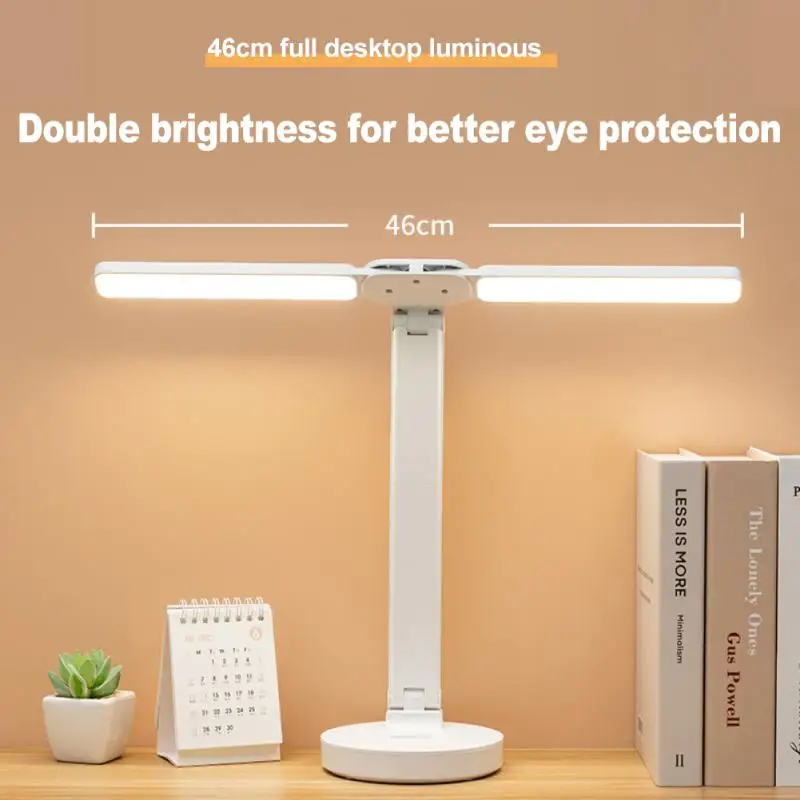 

LED Table Lamp Double Head Desk Lamp High Brightness Touch Dimming Foldable Nightlight Work and Study Eye Protection Table Light