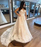 wedding dress 2022 bohomian tulle bride summer formal robes lace a line long simple plus size vintage bridal gown custom made