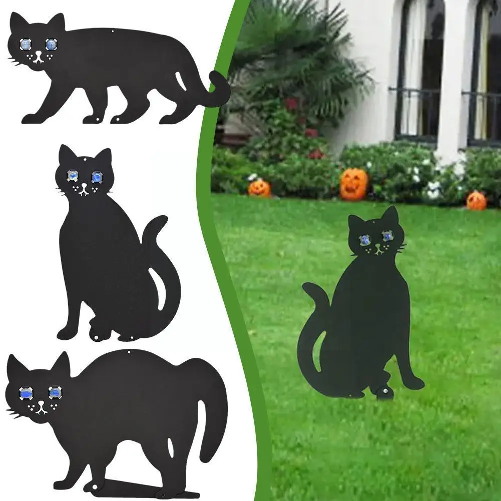 

Hollow Garden Decoration Scaring Cat Metal Material Black Landscape Iron Lawn Plugin Crafts Model 3 Cat Courtyard B4S6