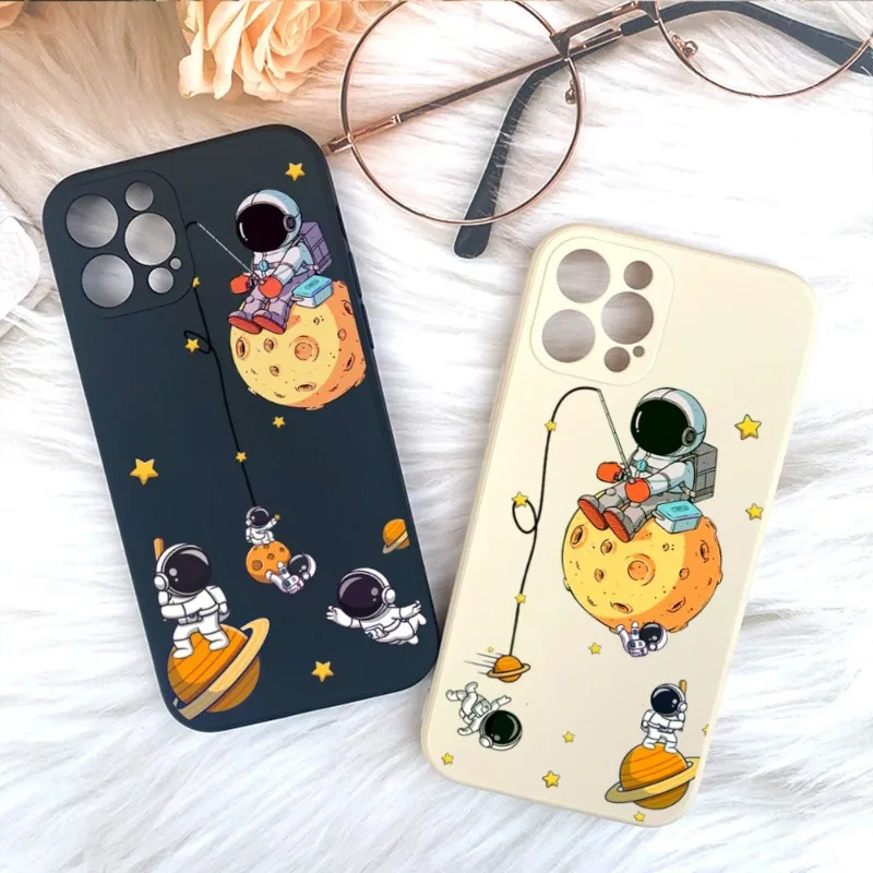 

Чехол для телефона с астронавтами для IPhone 14 11 12 13 Pro Max X XR XS Max 6 6S 7 8 Plus SE 2022, чехол для телефона с жидкостью квадратной формы