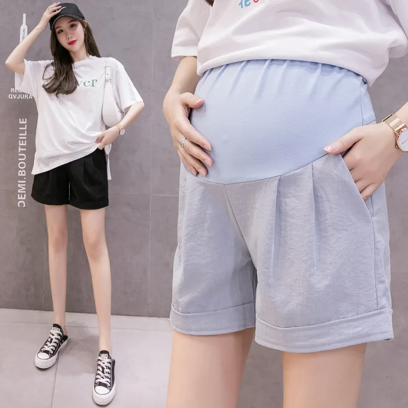 Summer Thin Chiffon Maternity Shorts Side Splits Wide Leg Loose belly Skirts Clothes for Pregnant Women Casual Pregnancy