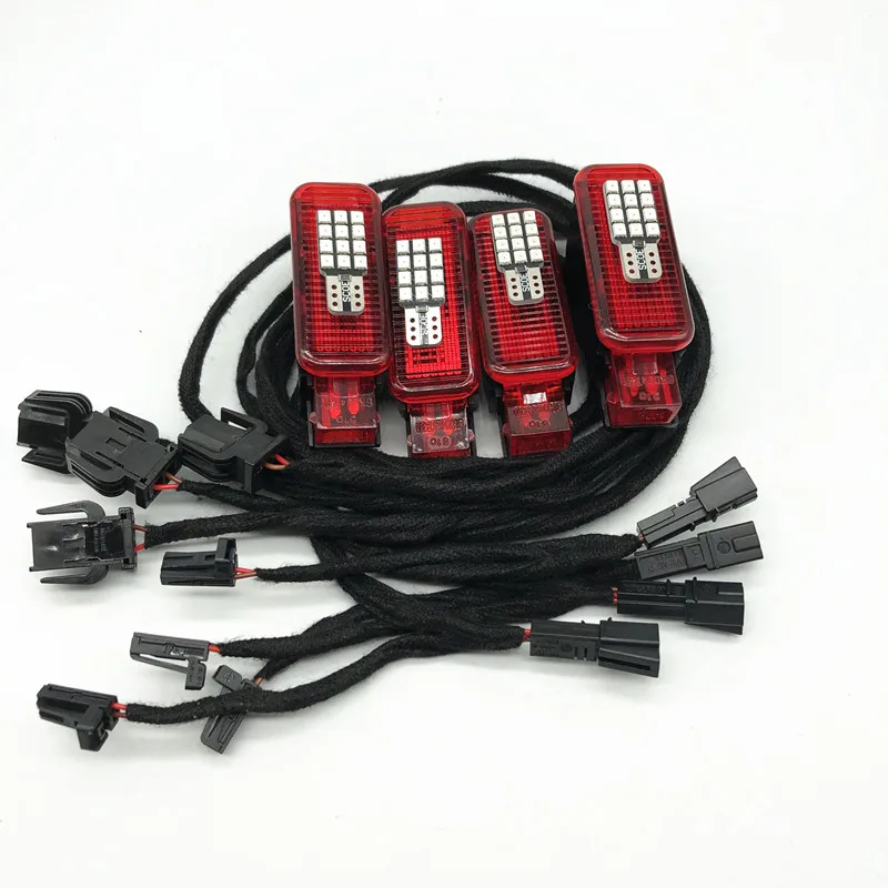 Car Interior Led Red Door Light Strobe Light Cable Wrie harness For Audi A1 A3 8V 8P A4 B8 B9 A5 A6 C6 C7 C8 A7 A8 Q3 Q5 Q7 TT