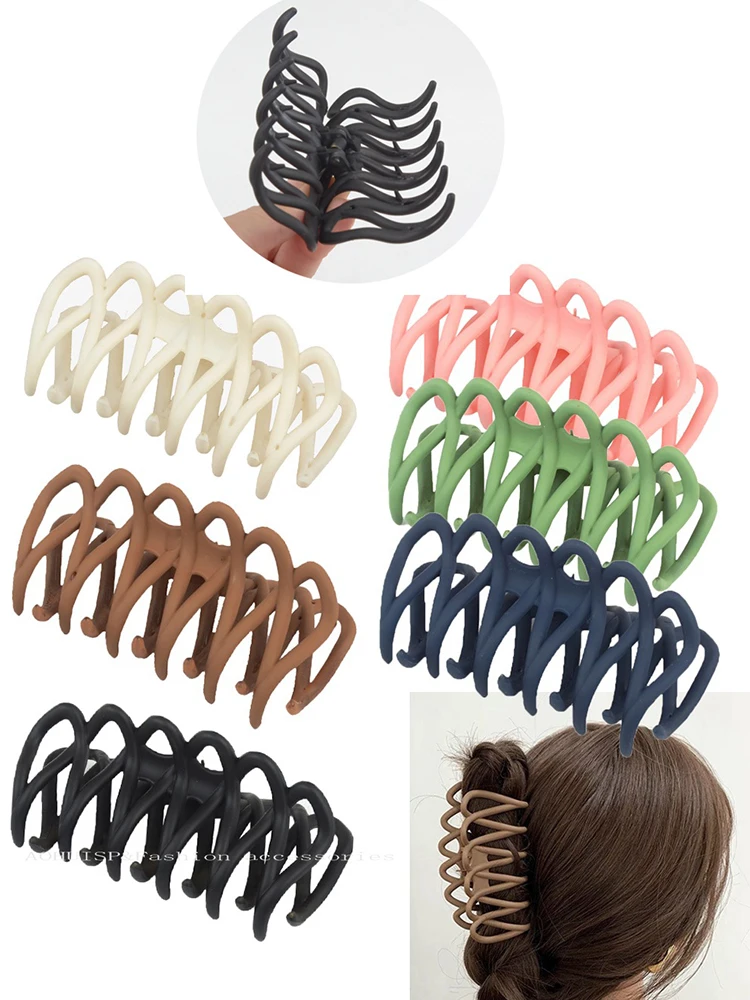 

New Fence Hollow Out Hair Claws Clips Women Girls Solid Frosted Barrette Hairpin Crab Headwear Fashon Hair Accessories